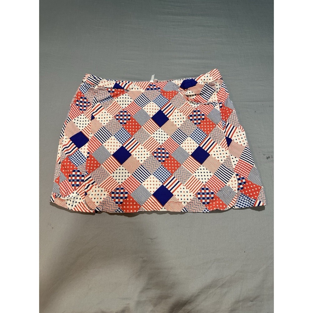 Kate Park Red, White, Blue‎ Pull On Patchwork/Quilt Skort/Skirt 2X